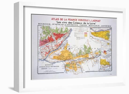 Map of the Loire Region: Bourgueil-null-Framed Giclee Print