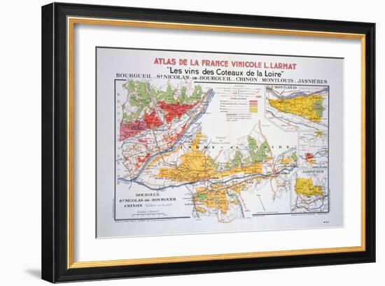 Map of the Loire Region: Bourgueil-null-Framed Giclee Print