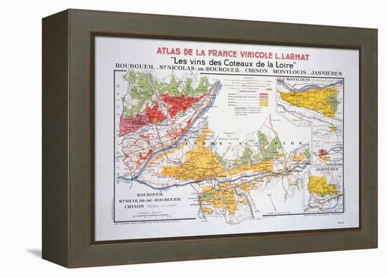 Map of the Loire Region: Bourgueil-null-Framed Premier Image Canvas