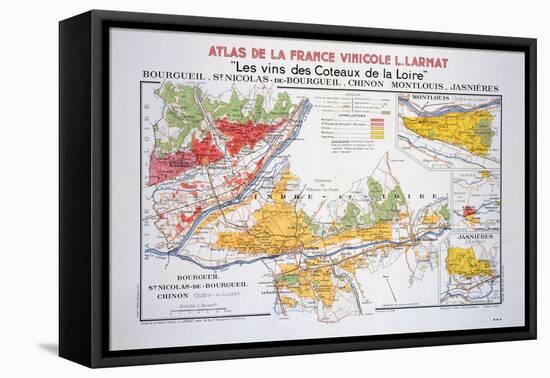 Map of the Loire Region: Bourgueil-null-Framed Premier Image Canvas