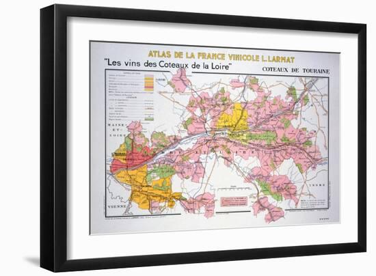 Map of the Loire Region: Coteaux De Touraine-null-Framed Giclee Print