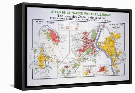 Map of the Loire Region: Pouilly-Sur-Loire-null-Framed Premier Image Canvas