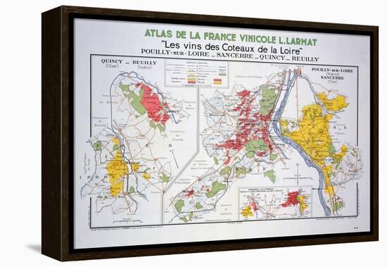 Map of the Loire Region: Pouilly-Sur-Loire-null-Framed Premier Image Canvas