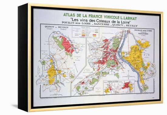 Map of the Loire Region: Pouilly-Sur-Loire-null-Framed Premier Image Canvas