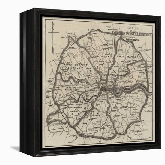 Map of the London Postal Districts-null-Framed Premier Image Canvas