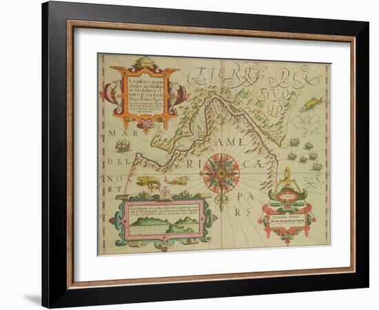 Map of the Magellan Straits, Patagonia, from the Mercator "Atlas"-null-Framed Giclee Print