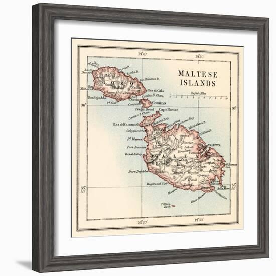 Map of the Maltese Islands, 1870s-null-Framed Giclee Print