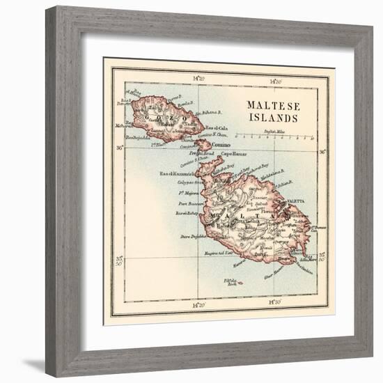 Map of the Maltese Islands, 1870s-null-Framed Giclee Print