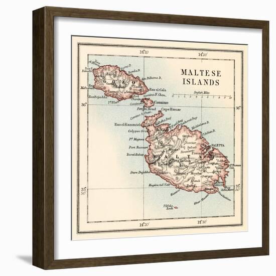 Map of the Maltese Islands, 1870s-null-Framed Giclee Print