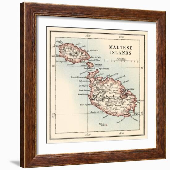 Map of the Maltese Islands, 1870s-null-Framed Giclee Print