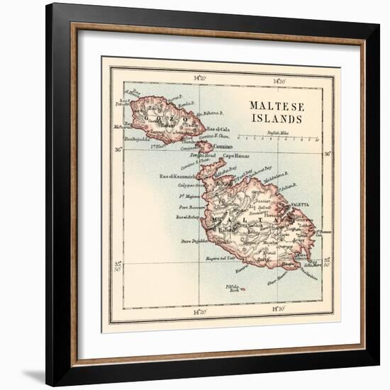 Map of the Maltese Islands, 1870s--Framed Giclee Print