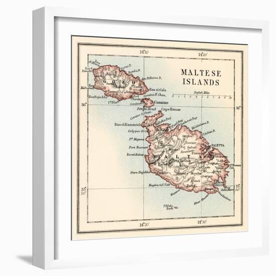 Map of the Maltese Islands, 1870s-null-Framed Giclee Print