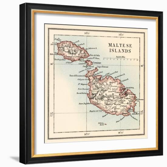 Map of the Maltese Islands, 1870s-null-Framed Giclee Print