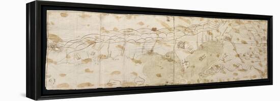 Map of the Maracaibo Lagoon, the Tip of Paraguay, Aruba Island, Curacao and Bonaire, 1552-null-Framed Premier Image Canvas