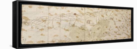 Map of the Maracaibo Lagoon, the Tip of Paraguay, Aruba Island, Curacao and Bonaire, 1552-null-Framed Premier Image Canvas