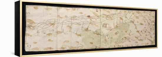 Map of the Maracaibo Lagoon, the Tip of Paraguay, Aruba Island, Curacao and Bonaire, 1552-null-Framed Premier Image Canvas