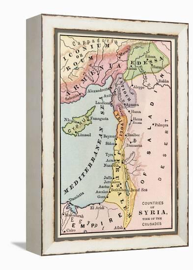 Map of the Middle East at the Time of the Crusades-null-Framed Premier Image Canvas