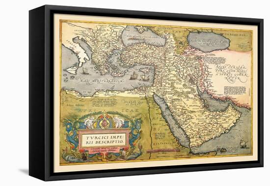 Map of the Middle East-Abraham Ortelius-Framed Stretched Canvas