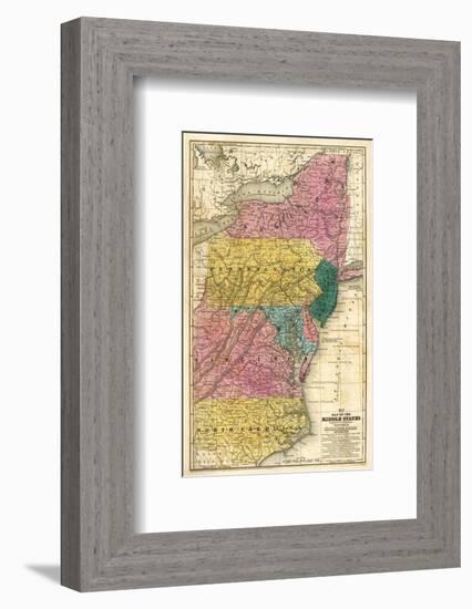 Map of the Middle States, c.1839-Samuel Augustus Mitchell-Framed Art Print