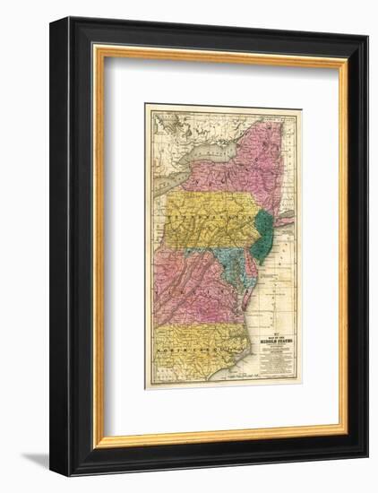 Map of the Middle States, c.1839-Samuel Augustus Mitchell-Framed Art Print