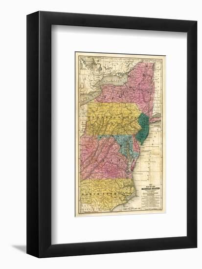 Map of the Middle States, c.1839-Samuel Augustus Mitchell-Framed Art Print