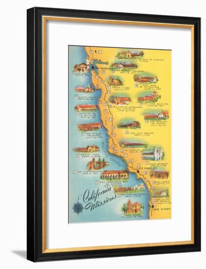 Map of the Missions, California-null-Framed Art Print