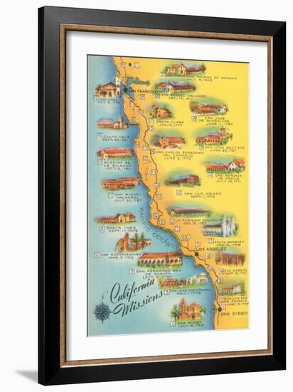 Map of the Missions, California-null-Framed Art Print