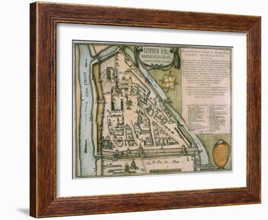 Map of the Moscow Kremlin (Castellum Urbis Moskva), Russia, 1597-Willem Janszoon Blaeu-Framed Giclee Print