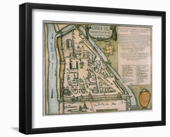 Map of the Moscow Kremlin (Castellum Urbis Moskva), Russia, 1597-Willem Janszoon Blaeu-Framed Giclee Print