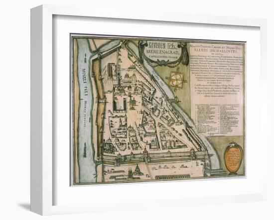 Map of the Moscow Kremlin (Castellum Urbis Moskva), Russia, 1597-Willem Janszoon Blaeu-Framed Giclee Print