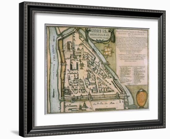 Map of the Moscow Kremlin (Castellum Urbis Moskva), Russia, 1597-Willem Janszoon Blaeu-Framed Giclee Print