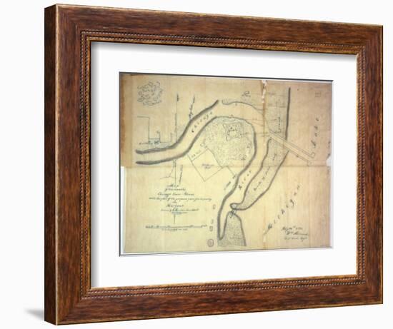 Map of the Mouth of the Chicago River, Illinois with the Plan of the Proposed Piers for Improving…-E. Harrison-Framed Giclee Print
