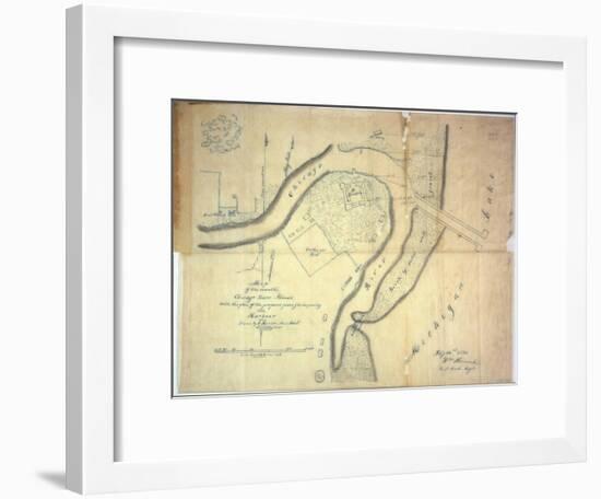 Map of the Mouth of the Chicago River, Illinois with the Plan of the Proposed Piers for Improving…-E. Harrison-Framed Giclee Print