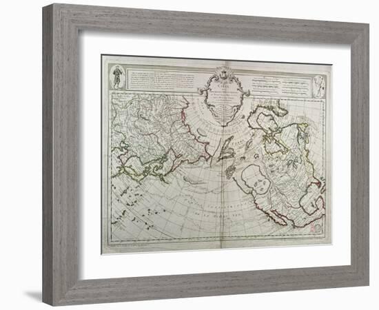 Map of the New Discoveries to the North of the South Seas, 1750-Guillaume Delisle-Framed Giclee Print