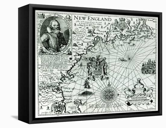 Map of the New England Coastline in 1614, Engraved by Simon de Passe-John Smith-Framed Premier Image Canvas
