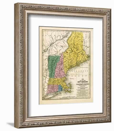 Map of the New England or Eastern States, c.1839-Samuel Augustus Mitchell-Framed Art Print