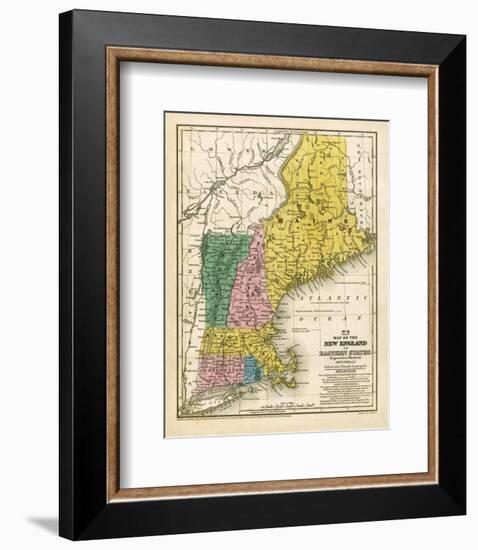 Map of the New England or Eastern States, c.1839-Samuel Augustus Mitchell-Framed Art Print