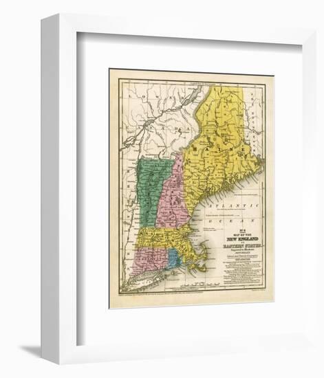 Map of the New England or Eastern States, c.1839-Samuel Augustus Mitchell-Framed Art Print