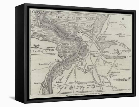 Map of the New Fortifications of Antwerp-John Dower-Framed Premier Image Canvas