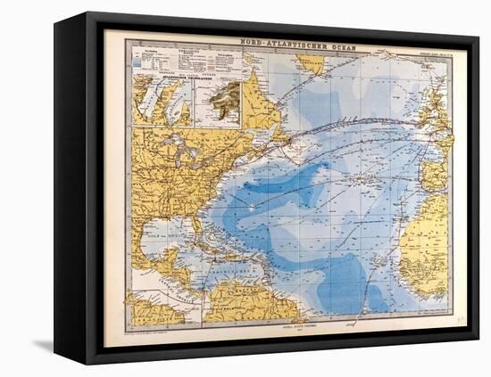 Map of the North Atlantic, 1872-null-Framed Premier Image Canvas