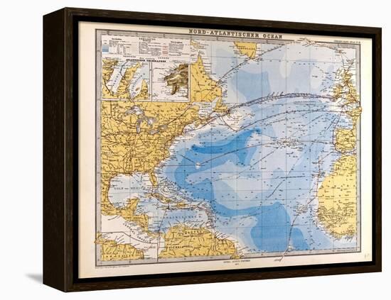 Map of the North Atlantic, 1872-null-Framed Premier Image Canvas