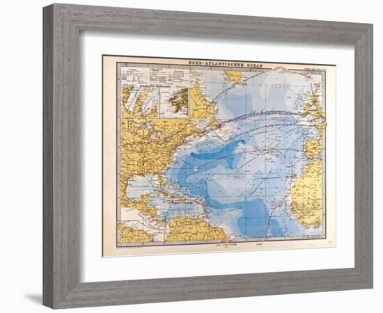 Map of the North Atlantic, 1872-null-Framed Giclee Print