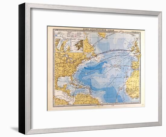 Map of the North Atlantic, 1872-null-Framed Giclee Print