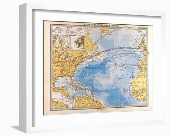 Map of the North Atlantic, 1872-null-Framed Giclee Print