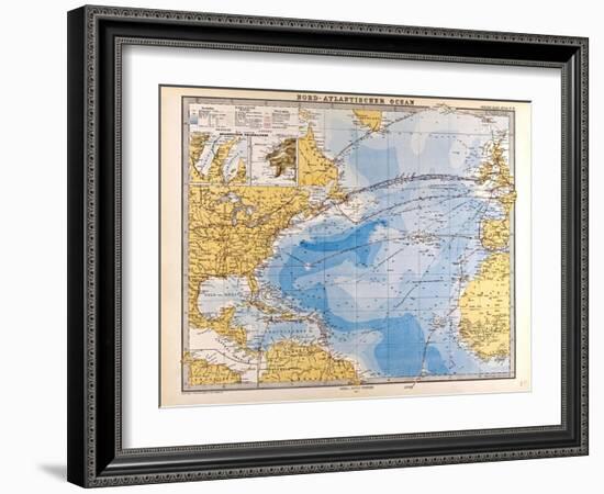 Map of the North Atlantic, 1872-null-Framed Giclee Print