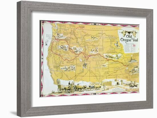 Map of the Old Oregon Trail-American School-Framed Giclee Print