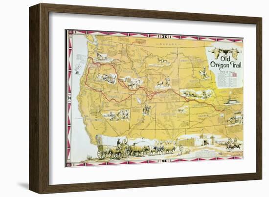 Map of the Old Oregon Trail-American School-Framed Giclee Print