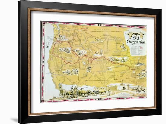 Map of the Old Oregon Trail-American School-Framed Giclee Print