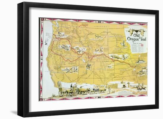 Map of the Old Oregon Trail-American School-Framed Giclee Print