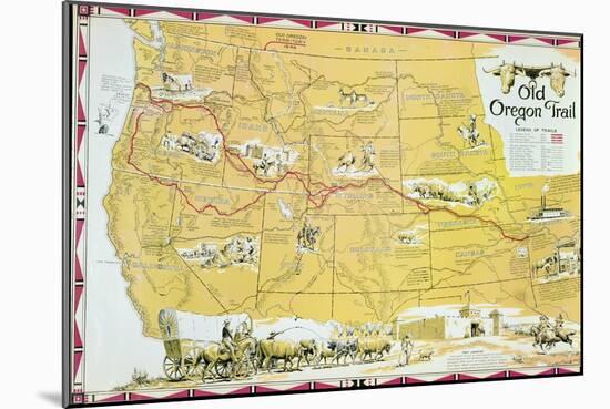 Map of the Old Oregon Trail-American School-Mounted Giclee Print